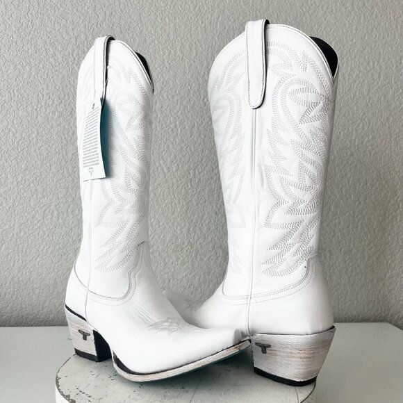 Lane Smokeshow Womens Cowboy Boots 5 White Leather Western Cowgirl Mid Calf Tall